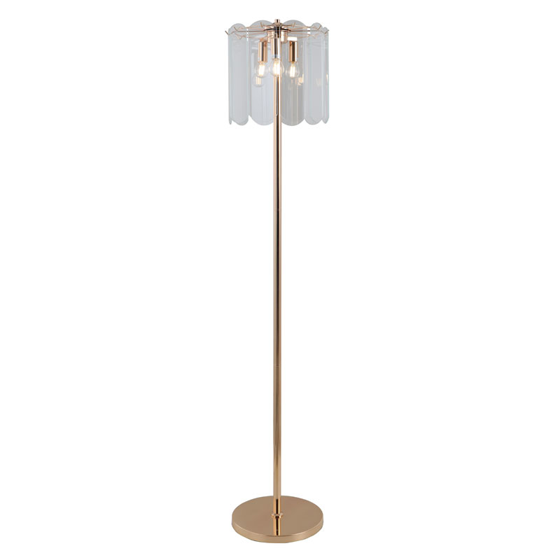 ໂຄມໄຟພື້ນແກ້ວ 3 Bulbs Gold Clear