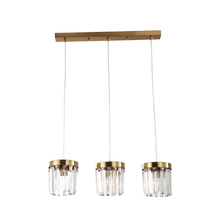 3-light e14 E14 Brashed Brass Brass Groll Crystal bra pendant ແສງສະຫວ່າງ