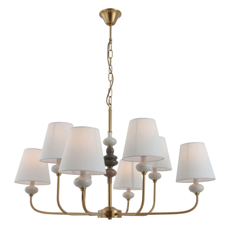 Ceramic Classic 8-lights Chandelier ທອງເຫລືອງ