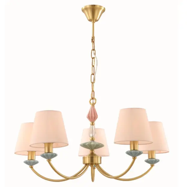 chandelier ceramic ຢ່າງສະຫງ່າງາມ 5 ທີ່ສະຫງ່າງາມດ້ວຍລະບົບຕ່ອງໂສ້ທີ່ສາມາດປັບໄດ້