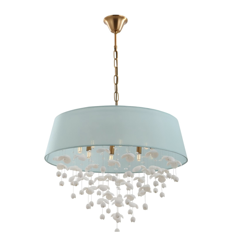 Modern Porcelain Drum Shade 8-lights Chandelier ສໍາລັບຫ້ອງຮັບແຂກ